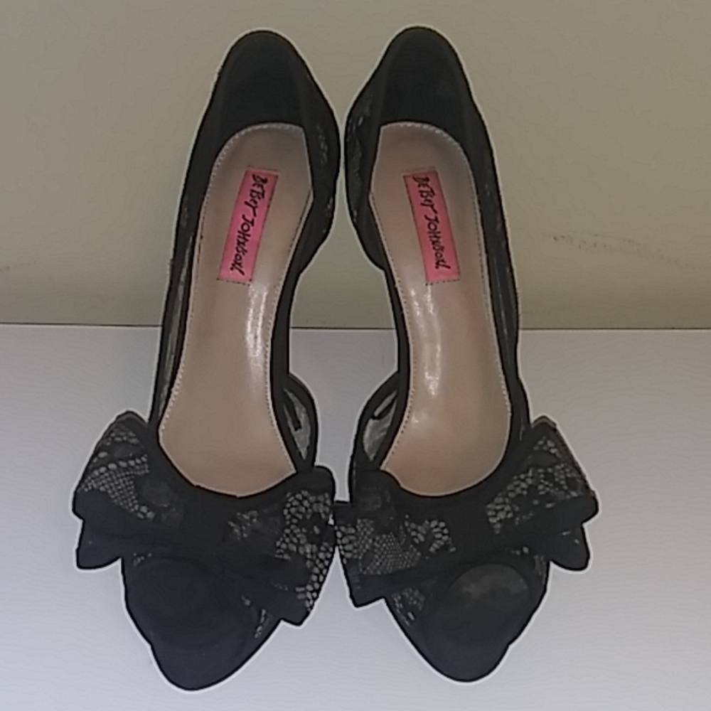 Betsey Johnson Lacey Platform Peeptoe